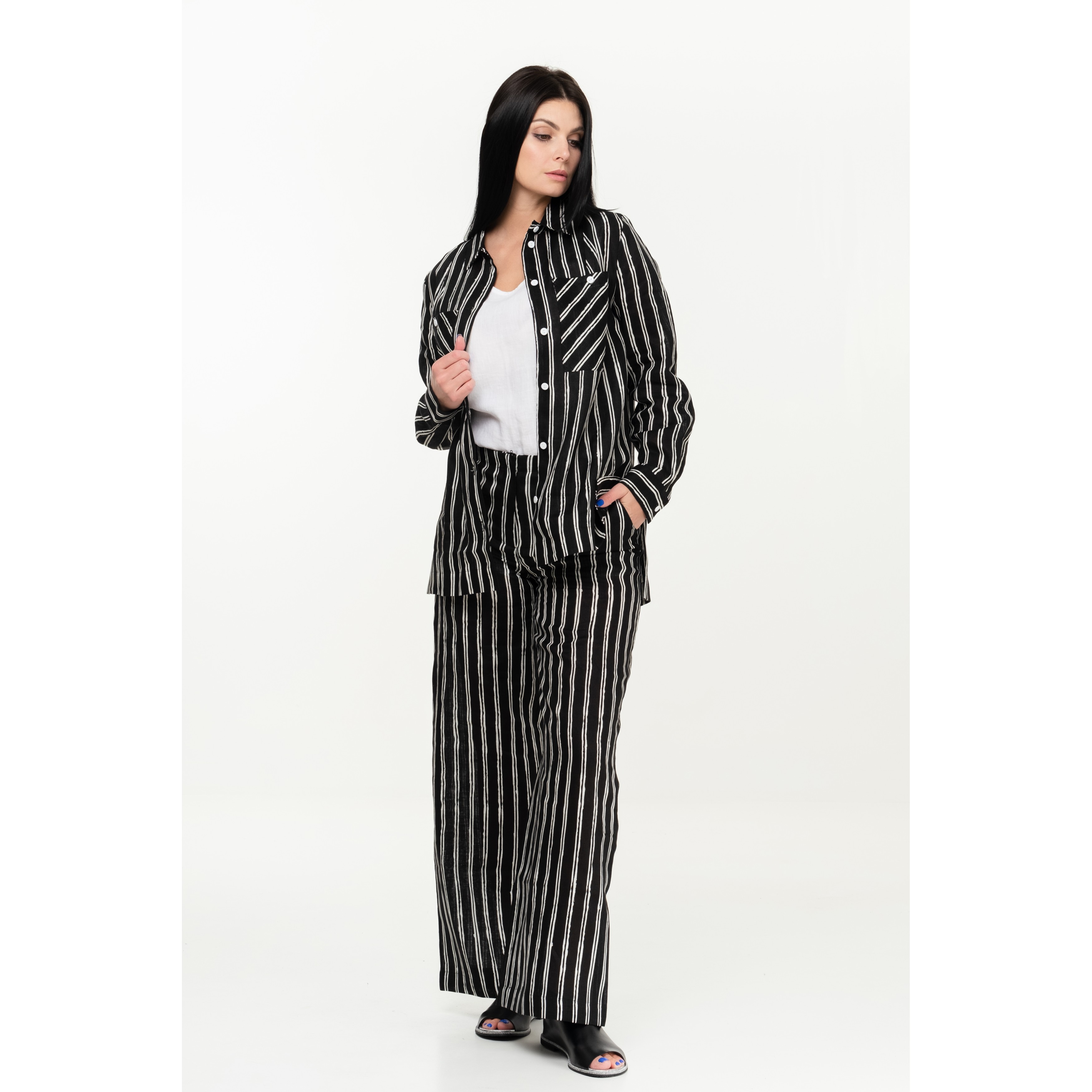 Women Linen Pants with Pockets And Zipper - 026